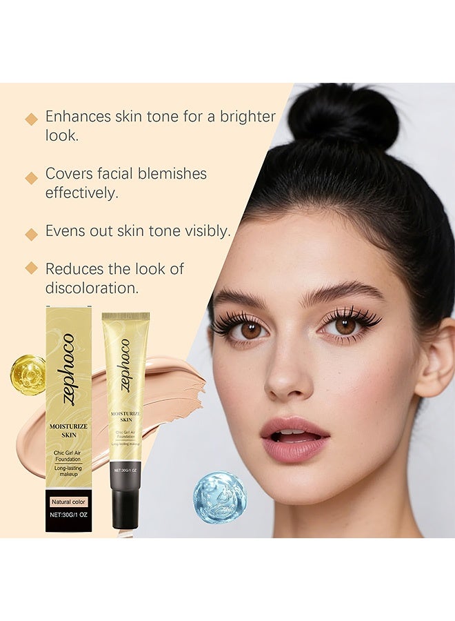 zephoco Blotting Foundation Liquid: Gentle, Lightweight, Hydrating, Natural, Adhesive-Free Foundation Liquid 30g (#Natural Color) - Image 5